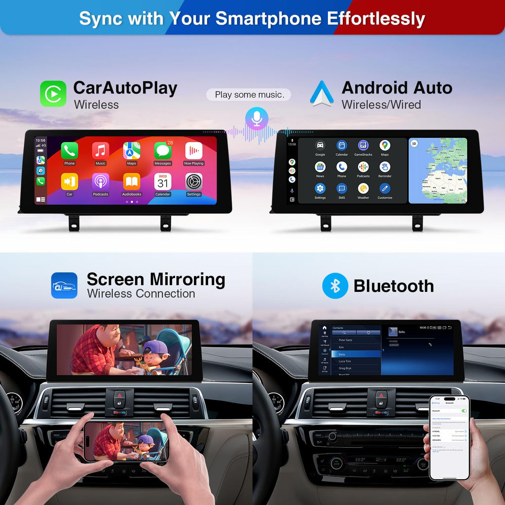 XTRONS 12.3 Inch Android 14 Snapdragon 680 Car Stereo for BMW F30/F31/F32/F33/F34/F35/F36 (2013-2016) NBT iDrive 4.0, IPS Touch Screen 8+128GB Car Radio GPS Navigation Wireless CarPlay Android Auto
