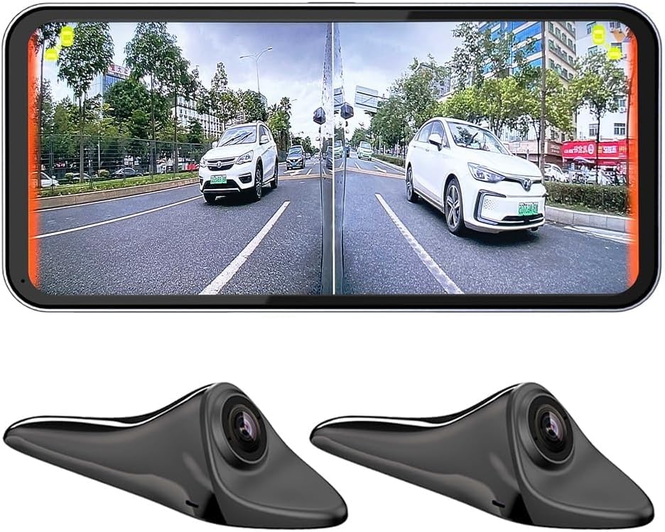 AI Blind Spot Camera Equipped with car Blind spot Display System, Blind spot Driving Recorder, Blind Spot Detection Warning Assistance, Blind Spot Monitoring BSM, Camera Monitoring System CMS (White)