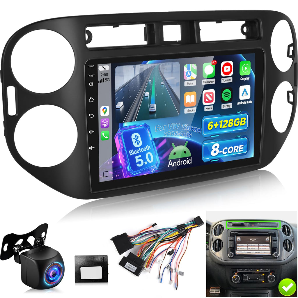 [4+64G] 11.5 inch Large Touch Screen for VW Tiguan 2006-2016: NHOPEEW 2000 * 1200P IPS Incell Touchscreen Tiguan Android Stereo - Carplay, Android Auto, 5G/WiFi, GPS, Custom Homepage + Backup Camera
