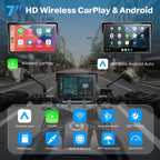 Motorcycle CarPlay Screen with Android Auto – 7” Waterproof GPS, Pantalla para Moto, Apple CarPlay, Navigation System for Motorcycle, Dual 4K Dash Cam Bluetooth Audio, BSD & TPMS