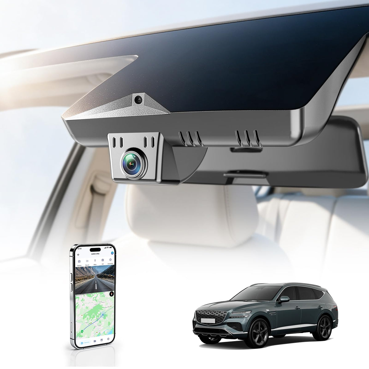 4K Dash Cam Suitable for Genesis GV80 25-26,Grey Color,Integrated OEM Look