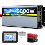 12V 3000W Pure Sine Wave Inverter 12V DC to 110V/120V AC Converter with 4AC Outlets, 5V/3.4A USB, Remote Control with on-Screen Display, Off-Grid Solar Power Inverter for Truck, Home, Vehicles, RV