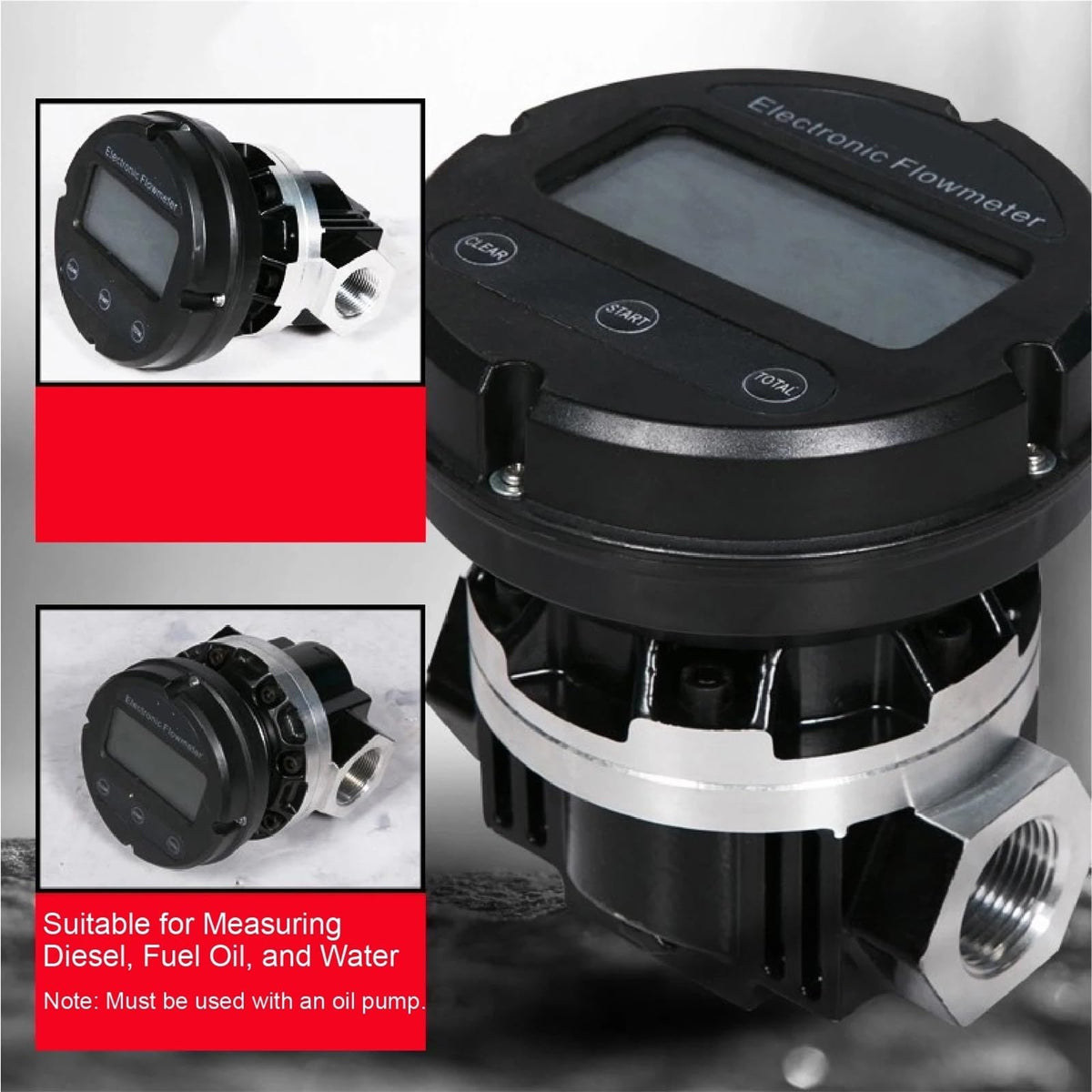 1pcs Electronic Oval Gear Flow Meter 1inch/1.5inch/2inch High Precision Digital Fuel Meter(1inch)