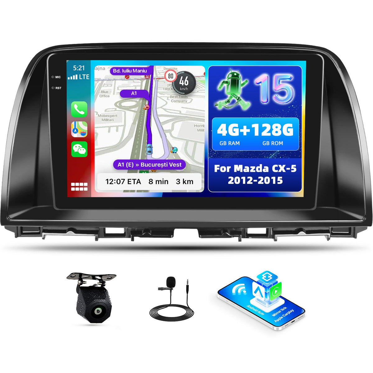 Android 15 Car Radio for Mazda CX-5 CX5 CX 5 2012-2015, 4G+128G