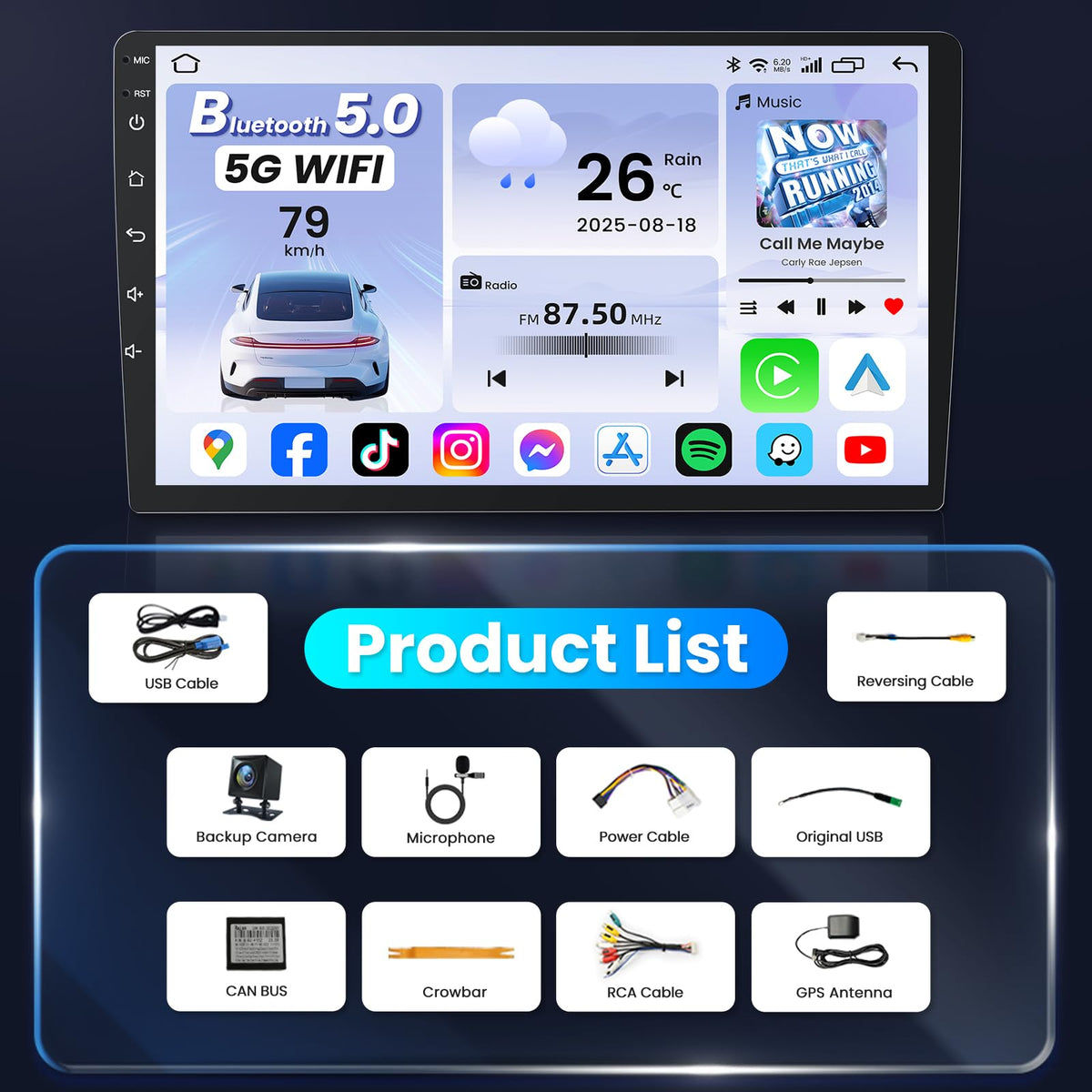 10" Car Radio for Jeep Wrangler JK 2007-2017 8Core 4+64GB ROM