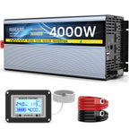12V 3000W Pure Sine Wave Inverter 12V DC to 110V/120V AC Converter with 4AC Outlets, 5V/3.4A USB, Remote Control with on-Screen Display, Off-Grid Solar Power Inverter for Truck, Home, Vehicles, RV