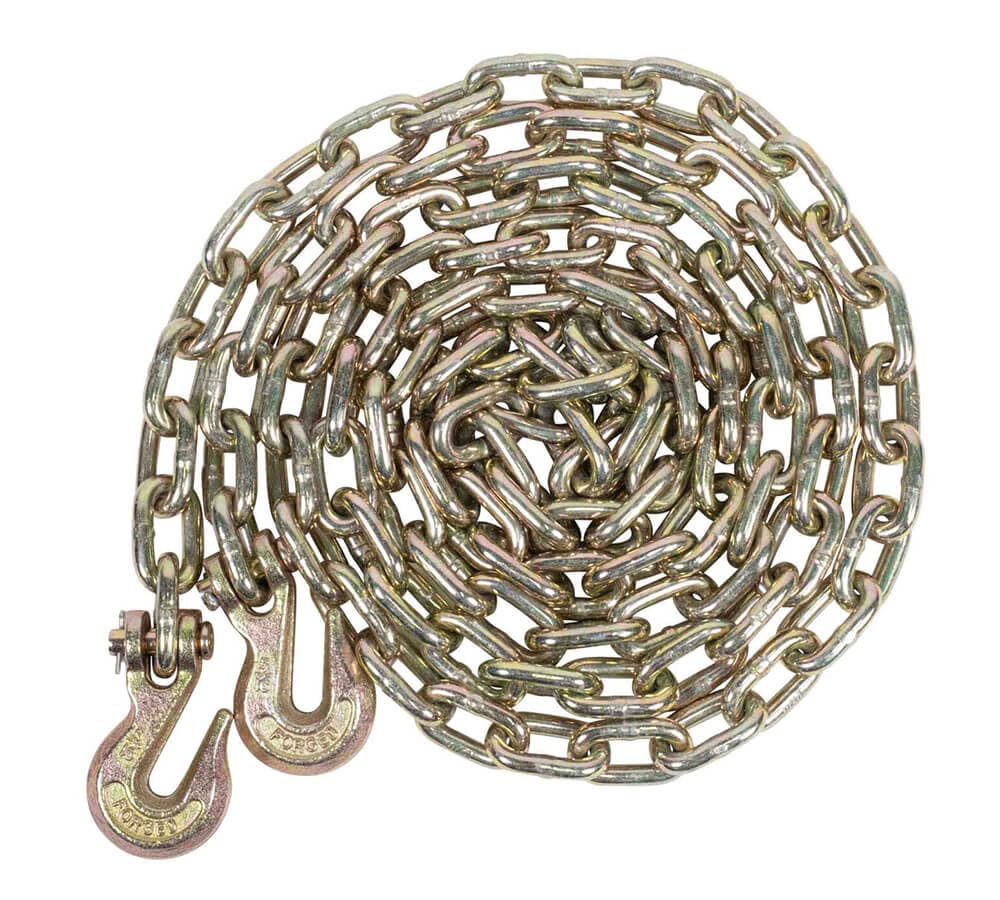 Mytee Products 2 Pack 5/16"- 3/8" Heavy Duty Hi-Viz Green Ratchet Chain Binder w/ 5/16" Grab Hook & 1/2" Slip Hook, 5,400 Lbs WLL & 2 Pack 5/16 Inch x 12 FT Grade 70 Binder Chain w/Clevis Grab Hooks