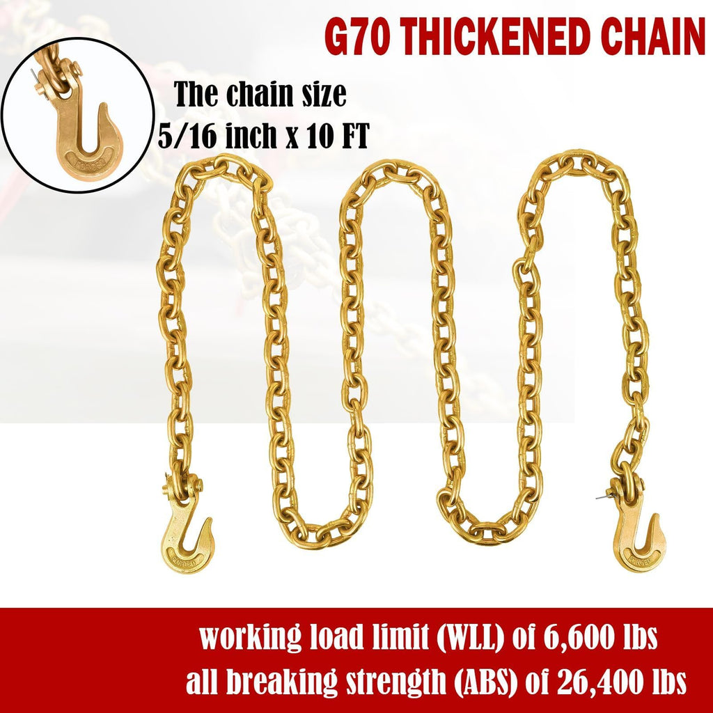 4 Pack Heavy Duty 5/16in-3/8in G70 Load Transport Chain Binders Set