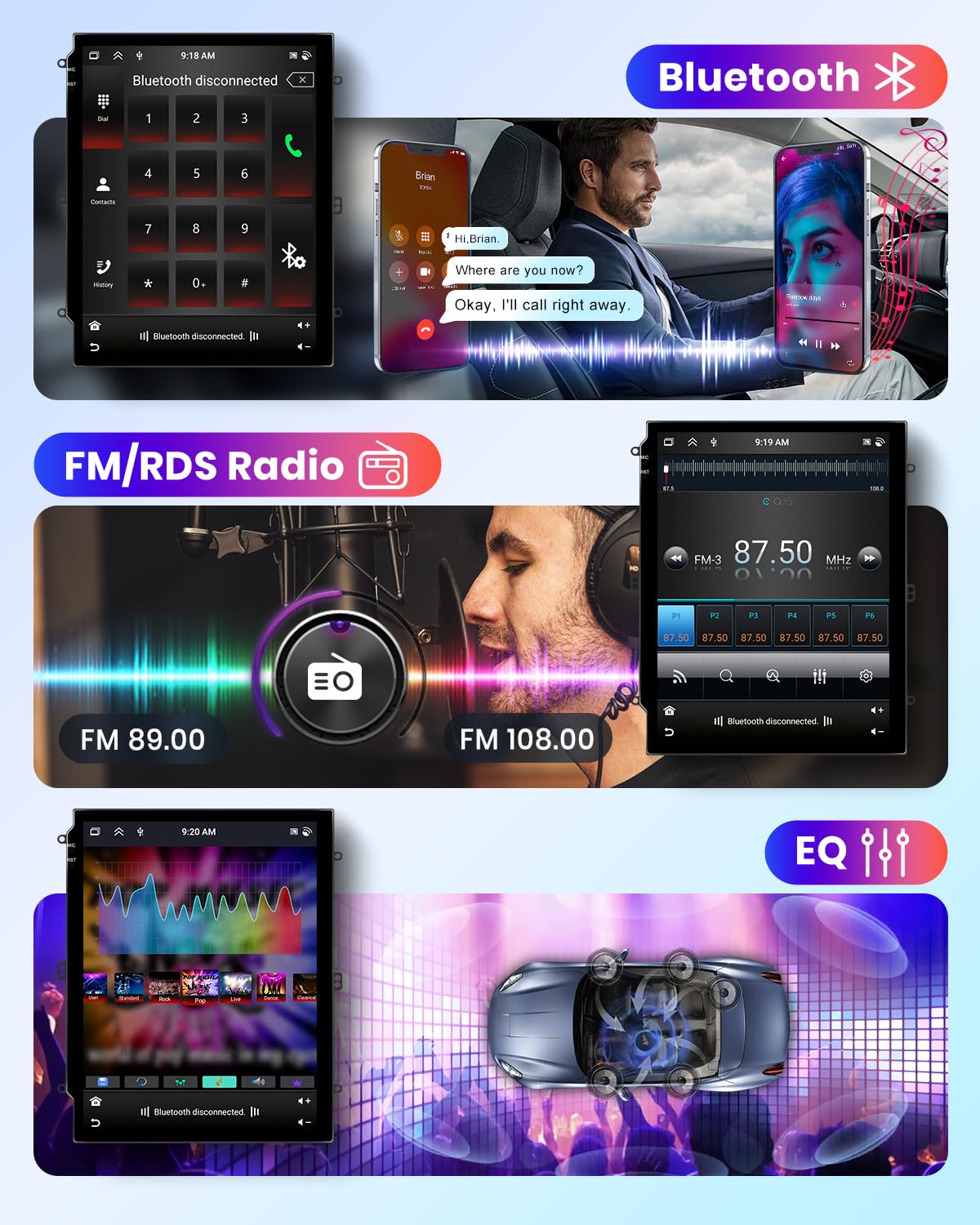 Rimoody 4G+64G Android Car Stereo Radio for Ford Focus 2012-2018 Carplay
