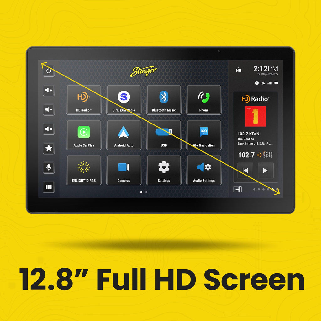 Stinger HORIZON12 12.8” Universal Car Stereo with Wireless Apple CarPlay