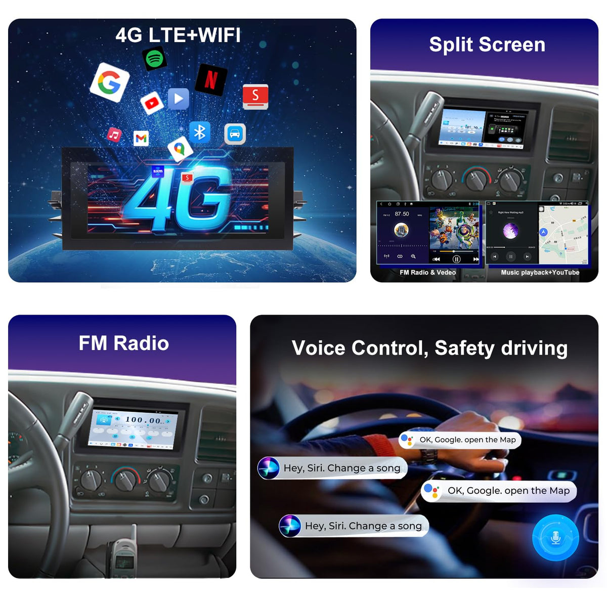 QLED Radio for Chevy GMC Buick Cadillac 1995 1996 1997 1998 1999 2000 2001 2002,8 core Touch Screen Stereo Upgrade,Wireless carplay & Android Auto,Free Backup Camera