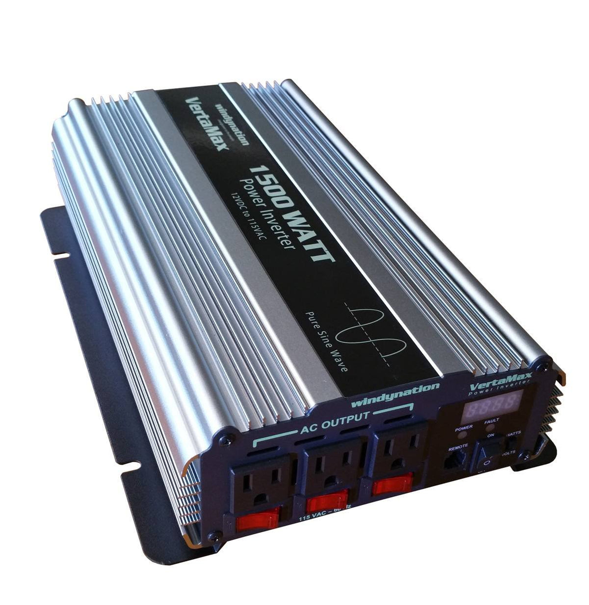 VertaMax Pure SINE Wave 3000 Watt (6000W Surge) 12V Power Inverter DC to 115 AC Car, Solar, Off-Grid, RV, Back Up Power