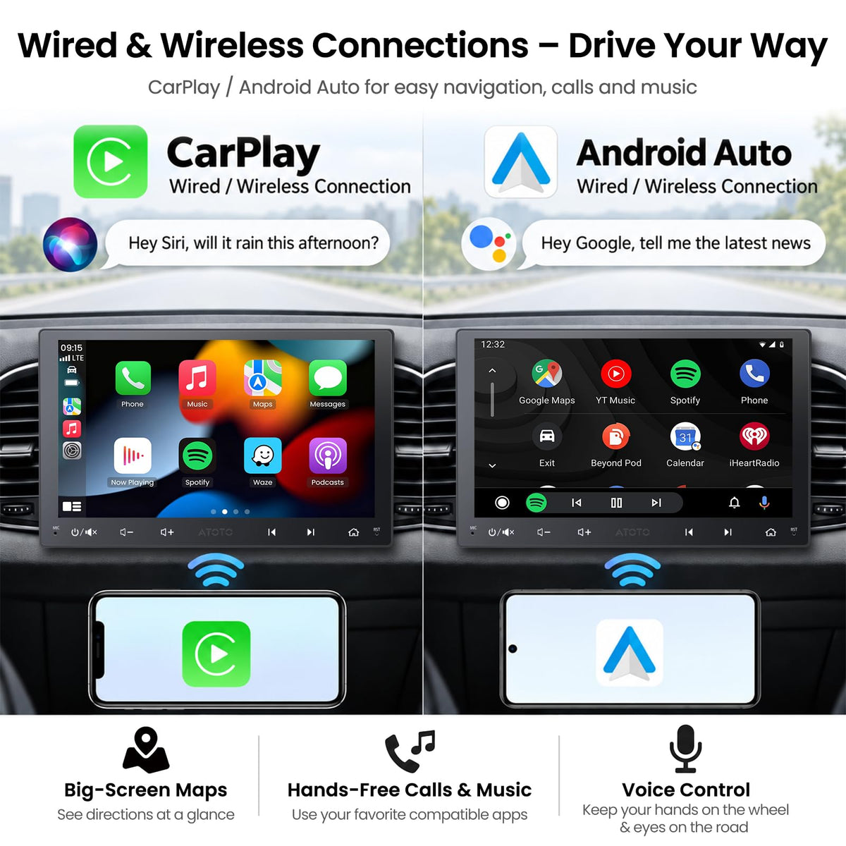 ATOTO A5L 9Inch Double-DIN Android Car Stereo Wireless CarPlay Android Auto