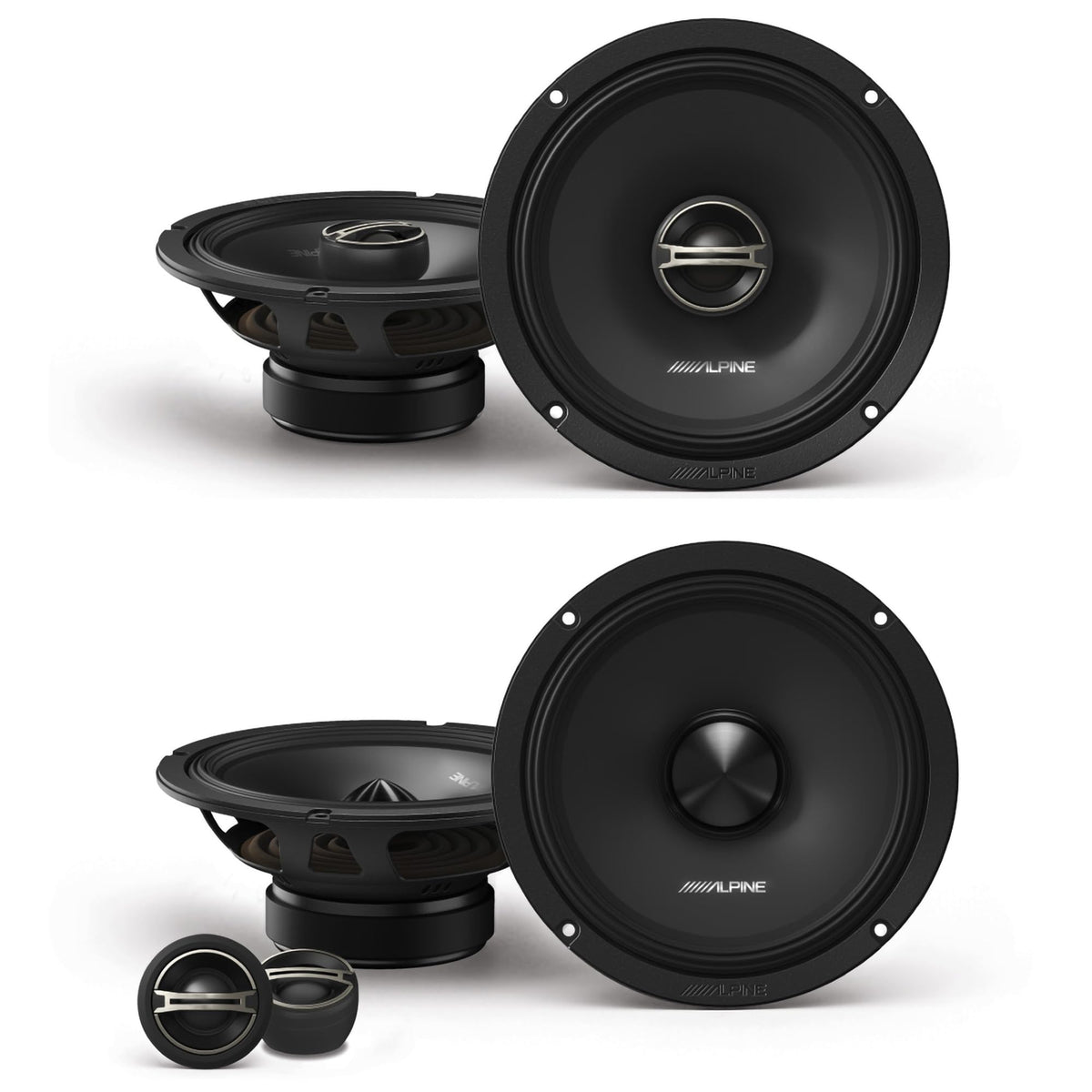 Alpine DM-65-G Coaxial and DM-65C-G Component 6.5-Inch Speakers with Grille Bundle