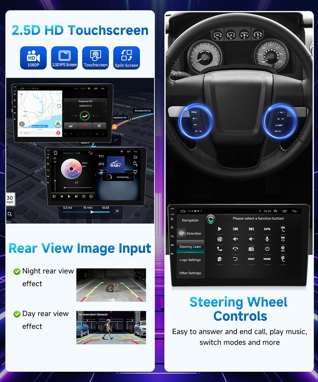 VQU Car Stereo for Ford F150 2009 to 2012, 10.2 Inch Car Radio Upgrade for F-150 2010 2011 Manual A/C, Android 13 Touch Screen CarPlay/Android Auto Radio with Backup Camera/FM/SWC/DPS (2+32G)