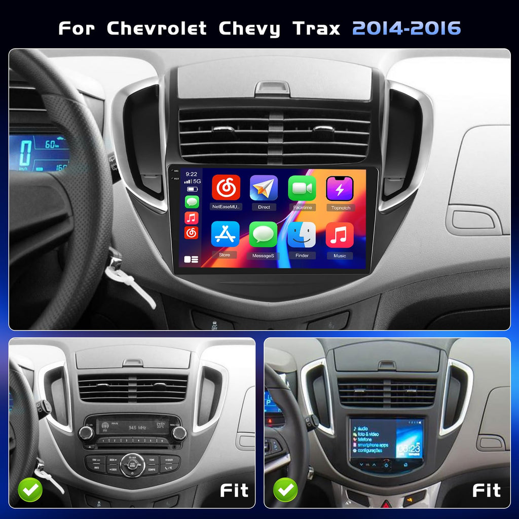 Android 15 Car Stereo for Chevrolet Chevy Trax 2014-2016 with Apple Wireless Carplay Android Auto, 2+64G 9 inch Touch Screen Radio with GPS WiFi Bluetooth SWC FM RDS Radio EQ+AHD Backup Camera