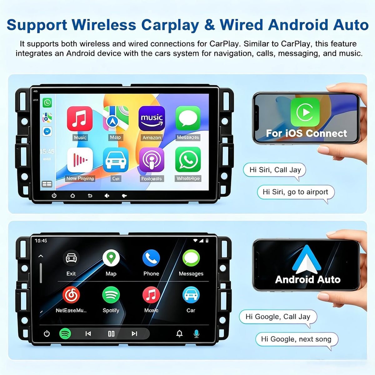 Double Din Car Stereo for Buick Enclave 2008-2012 w/CarPlay & Android Auto