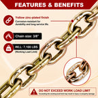 AAIN Chain and Binder Kit 3/8 in-1/2 in, 4 Pack Ratchet Binders and Chains