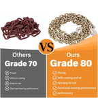 G80 Chain, 1/2" x 20' Safety Chain w/Grade 80 Clevis Grab Hooks