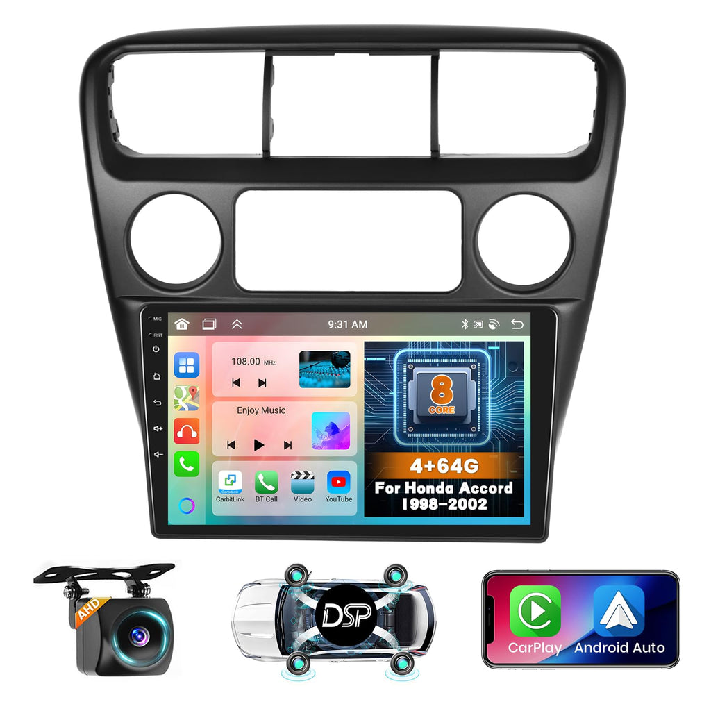 Hikity 8 core 4+64G Android 15 Car Radio for Honda Accord 1998-2002 Stereo