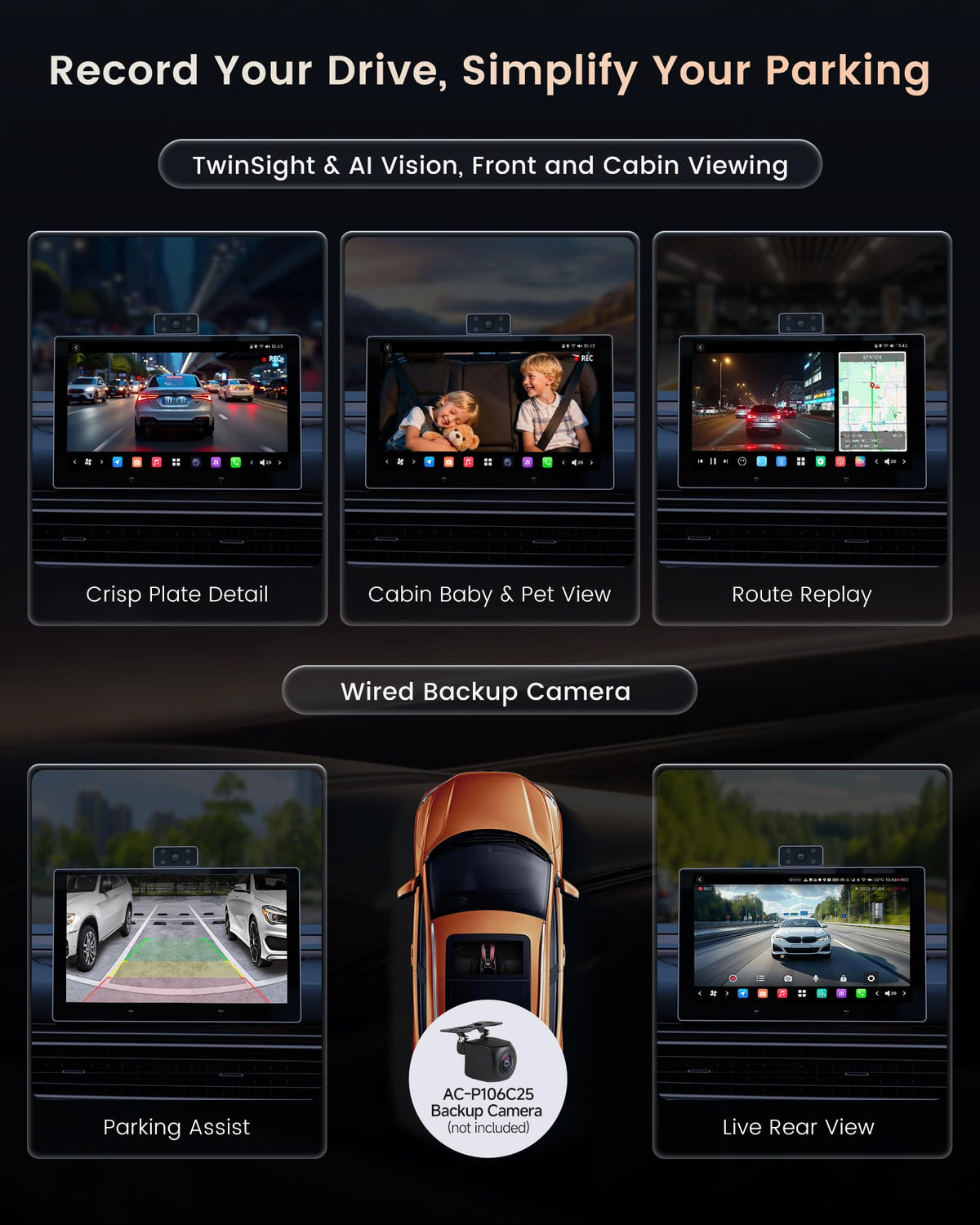 P10 9" CarPlay Screen for Car, Wireless CarPlay & Android Auto GPS Navigation, Built-in 4G LTE, Up to 30-Day Parking Monitor, Remote Live View, Dual 1080P Dash Cam, QLED Display, ChatGPT & Gemini AI