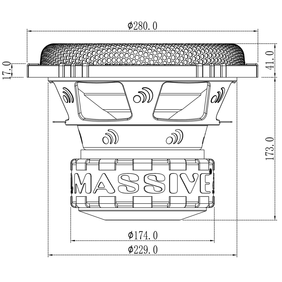Massive Audio GTR104 | 10 1000 Watts RMS | 1500w MAX Dual 4 Ohm Subwoofer with Grill