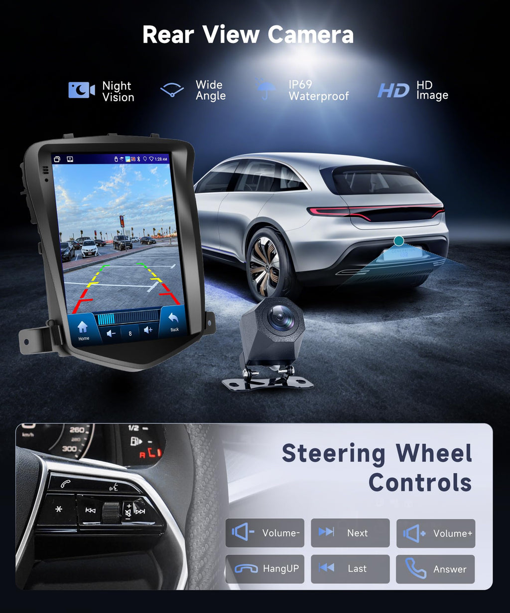 4G+64G Car Radio for Ford Focus 2012-2018 with Wireless CarPlay Android Auto, 9.7 Inch Touchscreen Android Car Stereo with GPS WiFi Mirror Link SWC Bluetooth FM RDS 32EQ Backup Camera