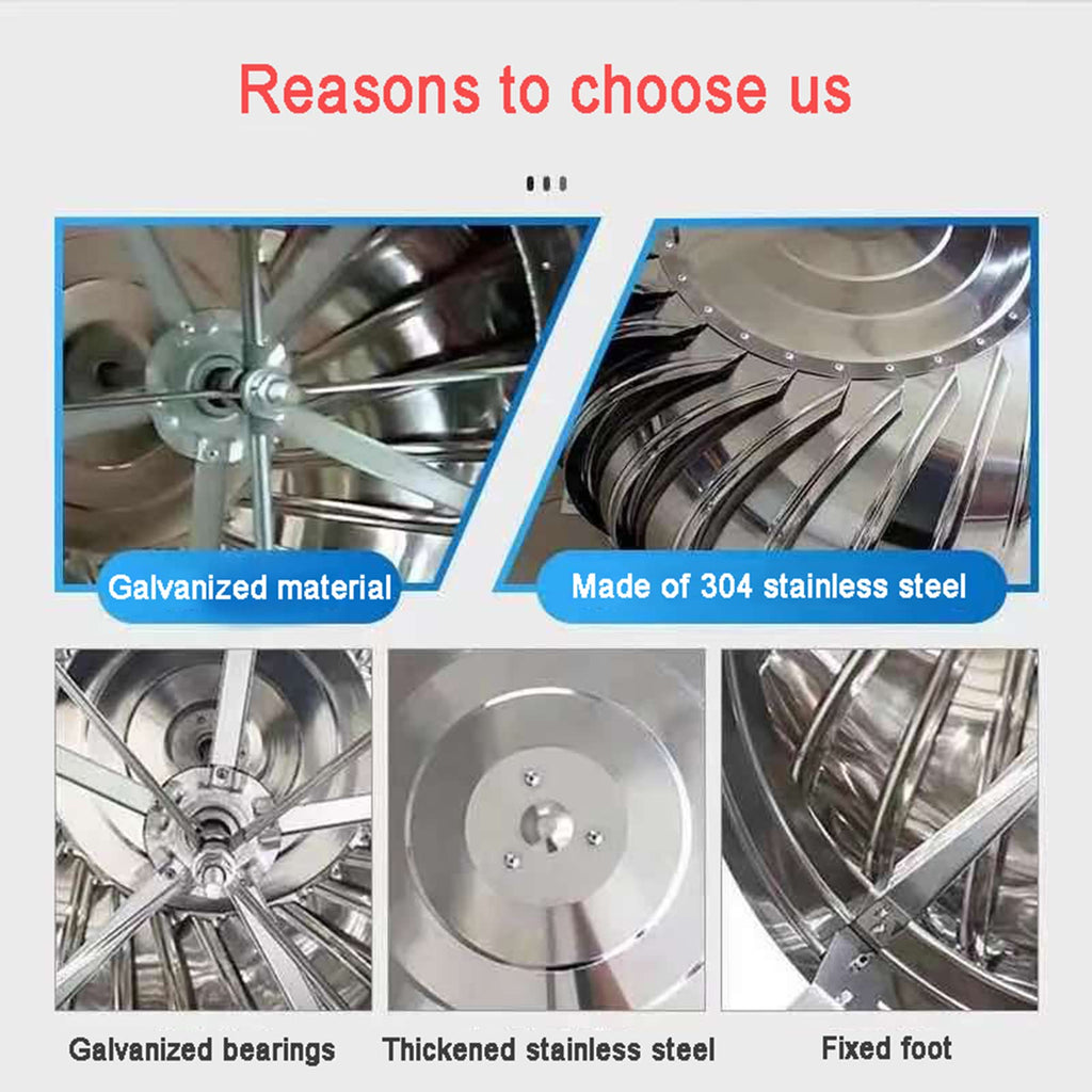 Stainless Steel 500mm Roof Ventilator Chimney Cowl with Spinner - Anti-Downdraught Design, Durable Weatherproof Venting Solution for Enhanced Home Airflow