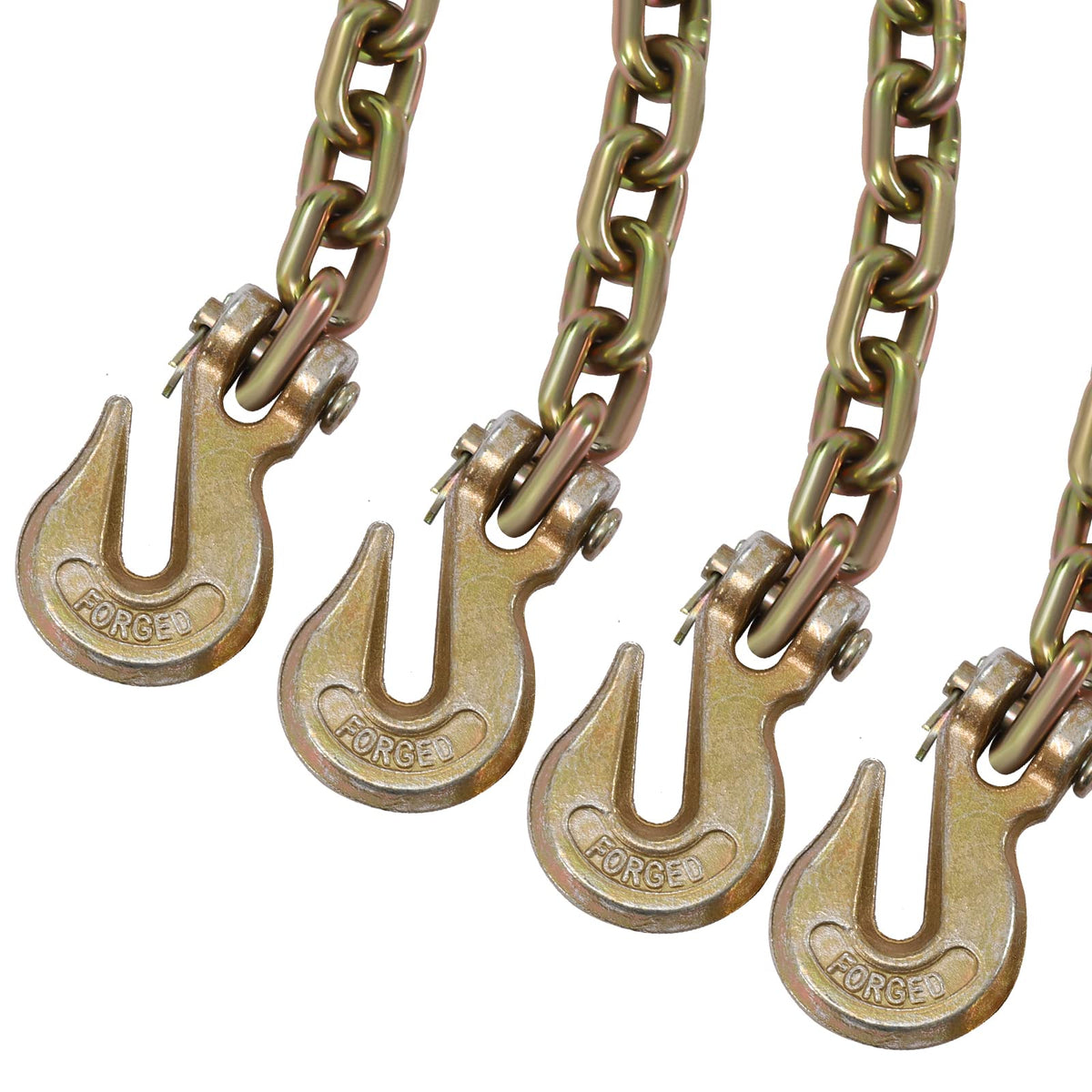 Chain and Binder Kit, 5/16''- 3/8''+20ft Chains 4 Set Pack Ratchet Tensioner and Hook Chain Set 5400Lbs Working Load Limit with Grappling Hook Tie Down Heavy Loads to A Truck or Flatbed Trailer