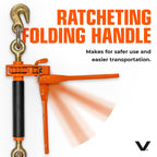 VULCAN Chain and Load Binder Kit - (2) Grade 70 5/16 Inch x 10 Foot Chains and (2) Folding Handle Load Binders - 4,700 Pound Safe Working Load