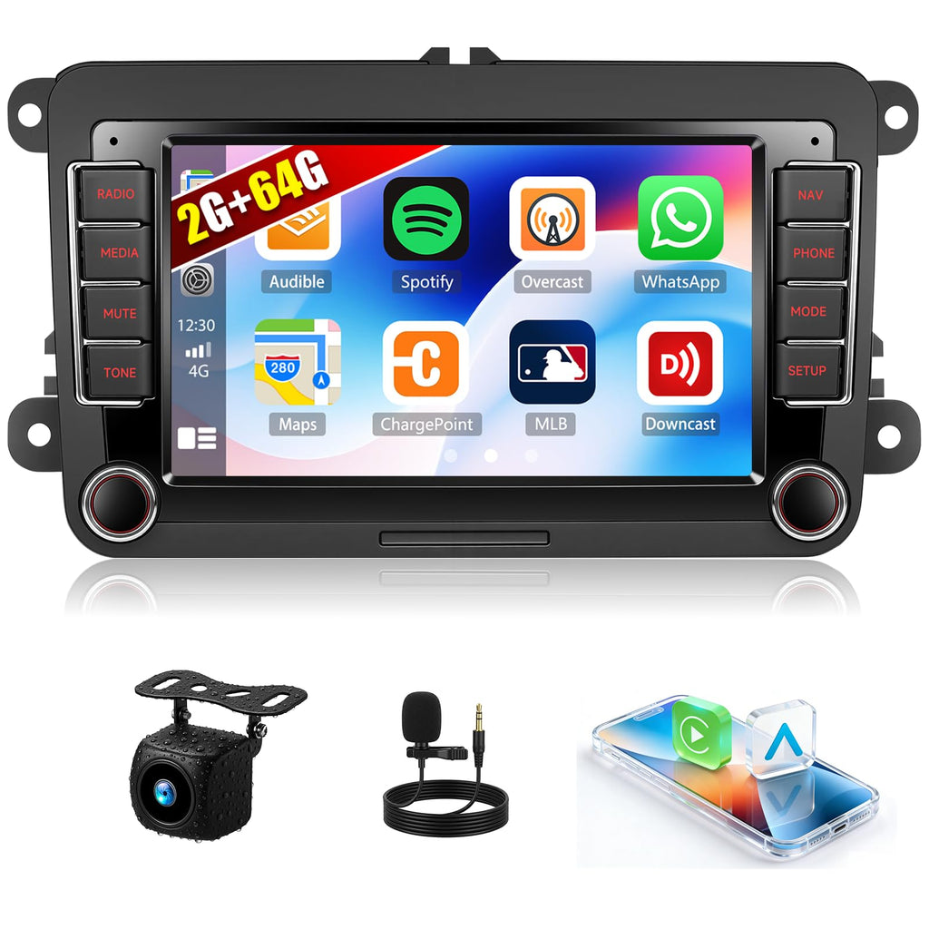 4G+128GB Android 15 Car Stereo for VW Car Radio with Wireless Carplay