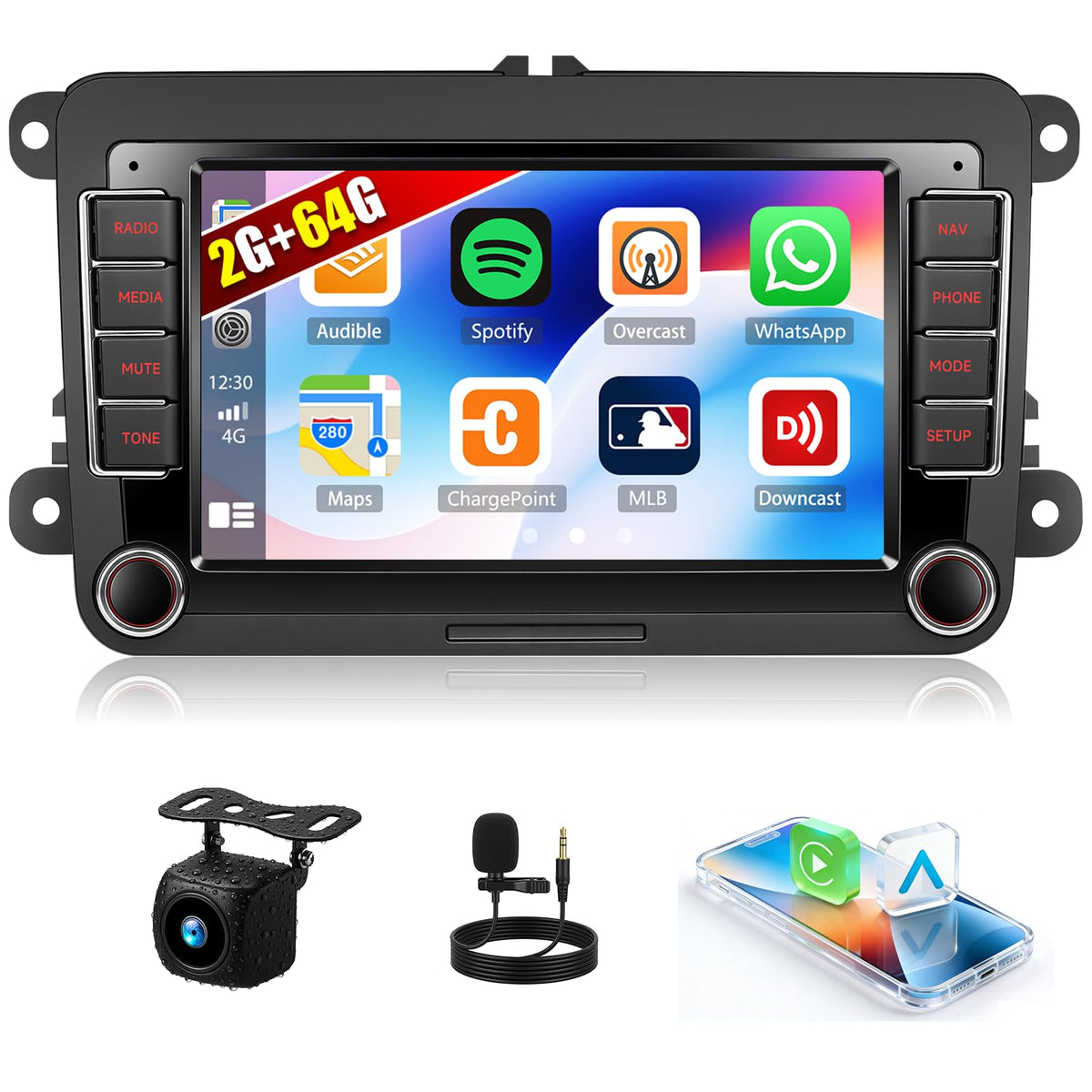 4G+128GB Android 15 Car Stereo for VW Car Radio with Wireless Carplay