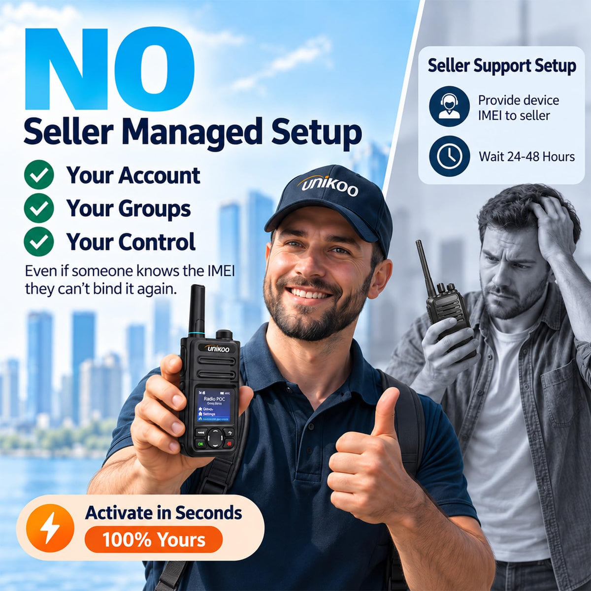 4G LTE PoC Radios Global Unlimited Range Walkie Talkies, Nationwide PTT Two Way Radios 2 Pack,