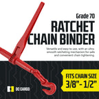 DC Cargo Heavy-Duty Ratcheting Chain Binder 3/8"-1/2", Load Binders with 9,200 lbs Working Load Limit - Chain Binders Ratcheting for Secure and Safe Transport (Pack of 4)