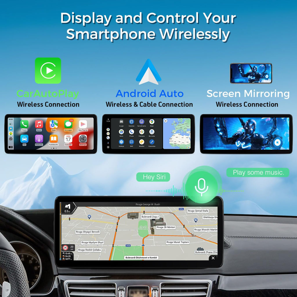 XTRONS 12.3 Inch Android 14 Car Stereo for Mercedes-Benz W212 S212 (2013-2014) NTG 4.5 4.7 System, IPS Touch Screen 4+64GB Global 4G Car Radio GPS Navigation Support Wireless CarPlay Android Auto