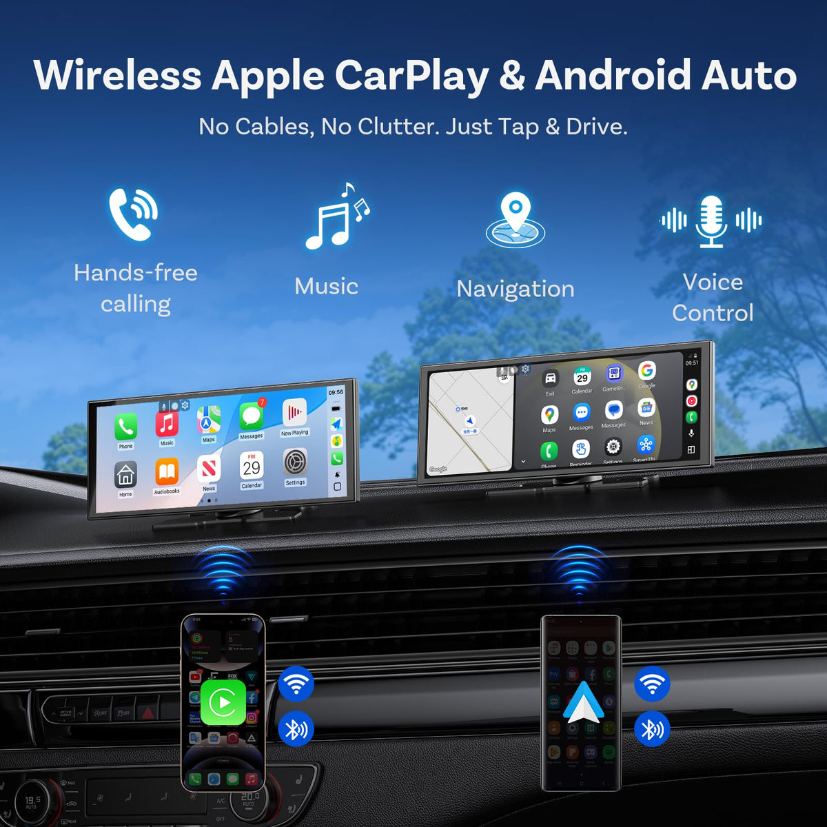 OTTOCAST 11.4" Wireless CarPlay Screen, Android Auto, Gemini AI, Android 15