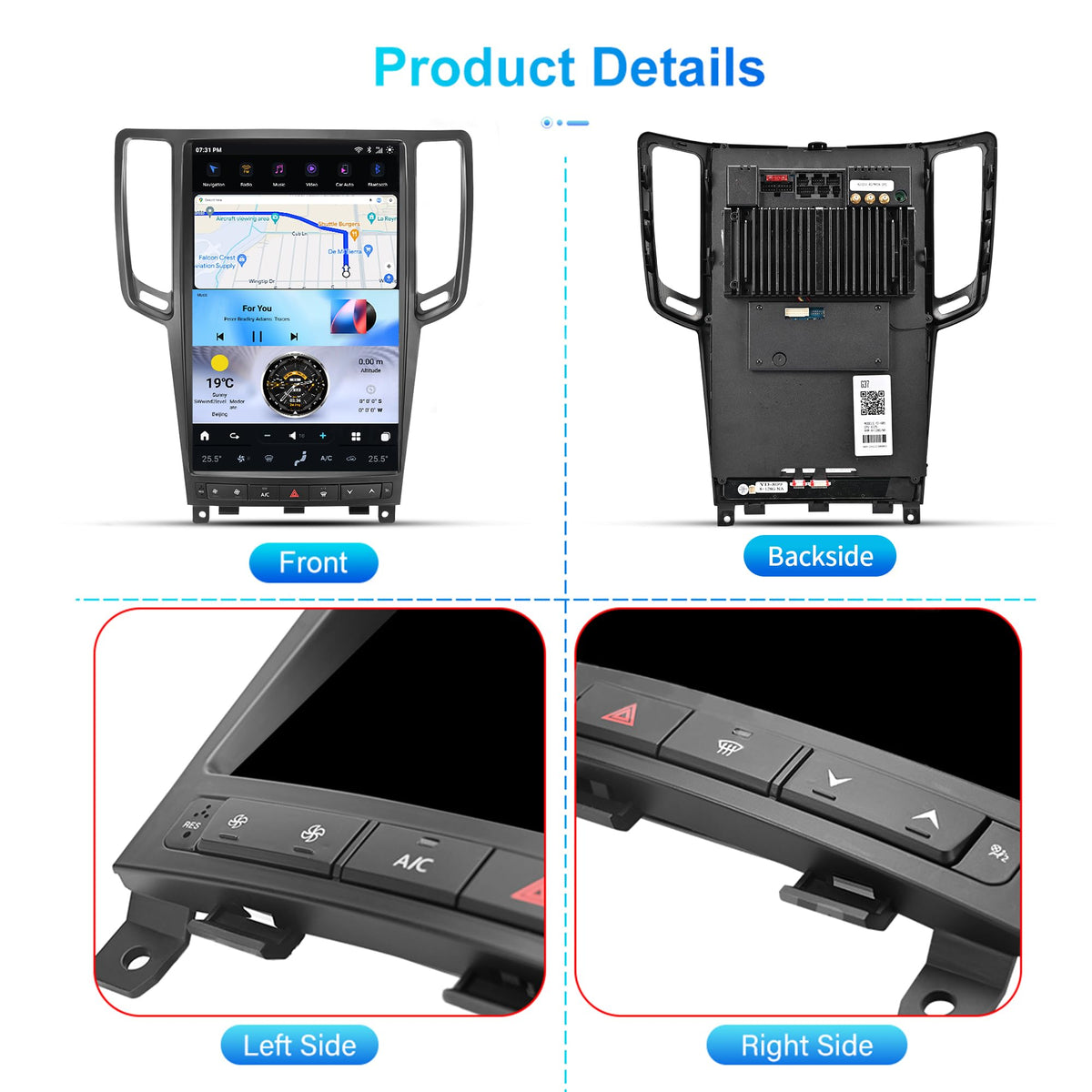 14.4" Car Radio for Infiniti G37 2007-2013, 8GB+256GB, Black