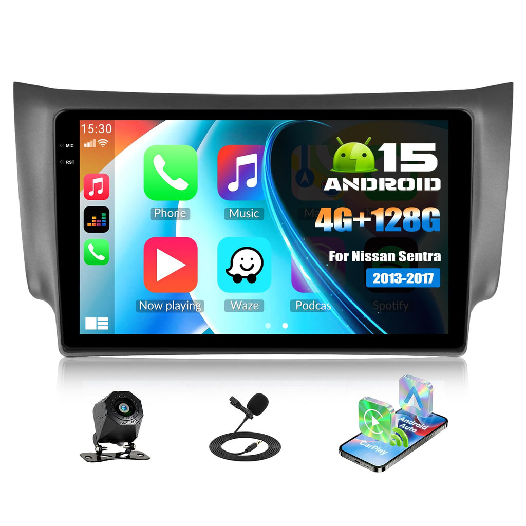 SIXTOP 4G+128G Android Car Stereo Radio for Nissan Sentra 2013-2017 Wireless CarPlay Android Auto 10.1 Inch HD Touchscreen GPS Navigation Head Unit Bluetooth 5.0 FM/RDS WiFi 32EQ SWC AHD Backup Camera