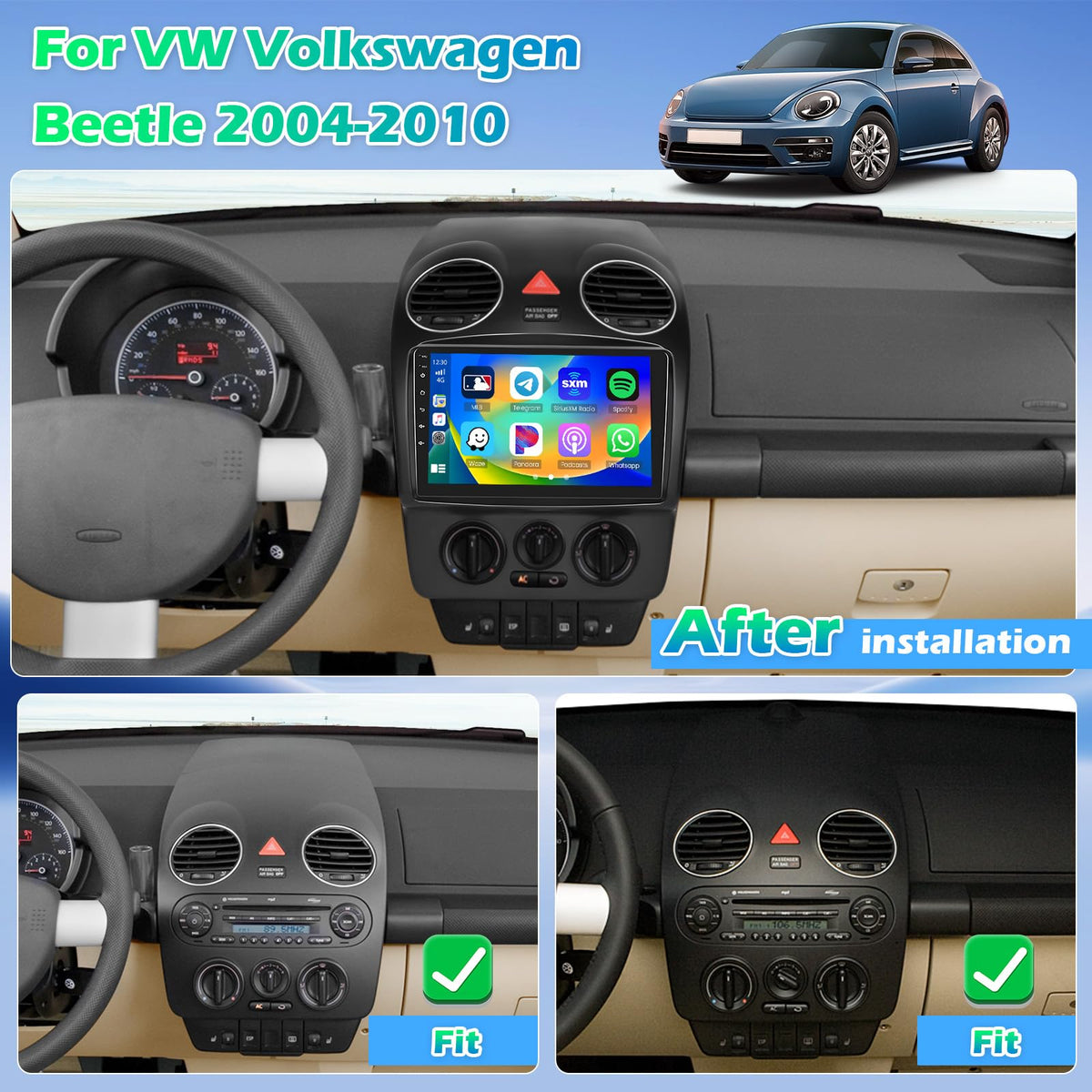 [DSP & EQ] 4+64G Android 15 Car Radio for VW Volkswagen Beetle 2004-2010