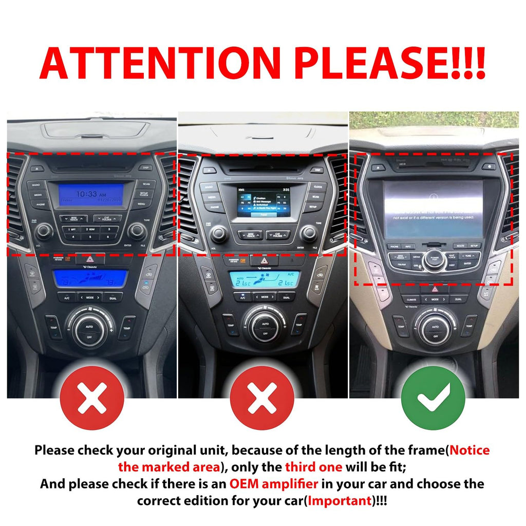 Kunfine Tesla Style CarPlay Android Auto Navigation Stereo GPS Radio Reverse 9.7" IPS Touchscreen Headunit Tablet Media Player for Hyundai Ix45 Santa Fe 12-17（Basic）, if Applicable Octa Core 6G+128G