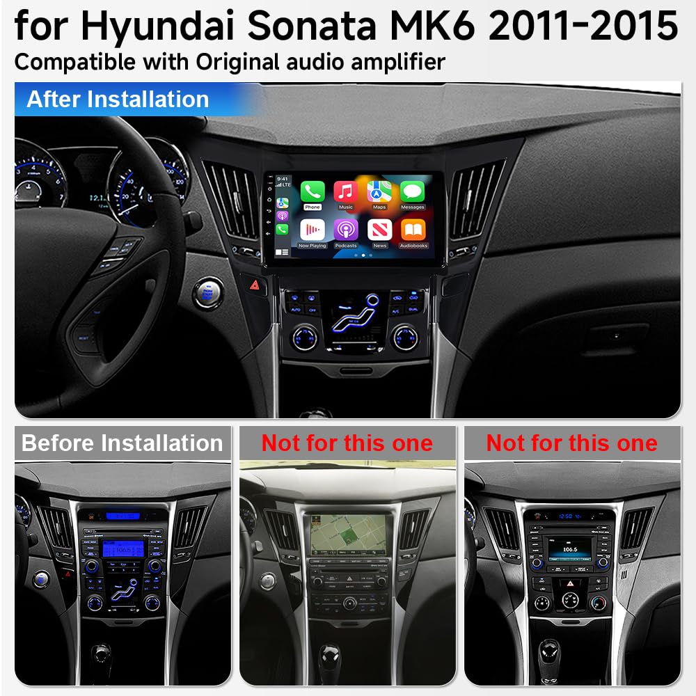 Car Stereo for Hyundai Sonata 2011-2015 - 9 Inch Touchscreen CarPlay