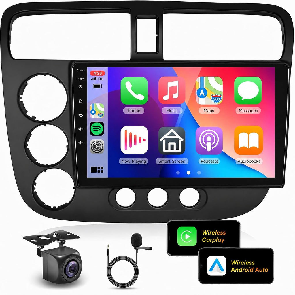 8Core 6G 128G Car Radio for Honda Civic 2001-2005 with Wireless Carplay