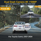 Fitcamx Front 4K+Rear 1080P Dash Cam for 2021-2024 Toyota Camry LE L XLE TRD XSE SE Hybrid (Gen8/XV70), OEM Look, Built-in WiFi & APP, Dual Loop Recording, Gravity Sensor, Easy to Set, 128GB Card