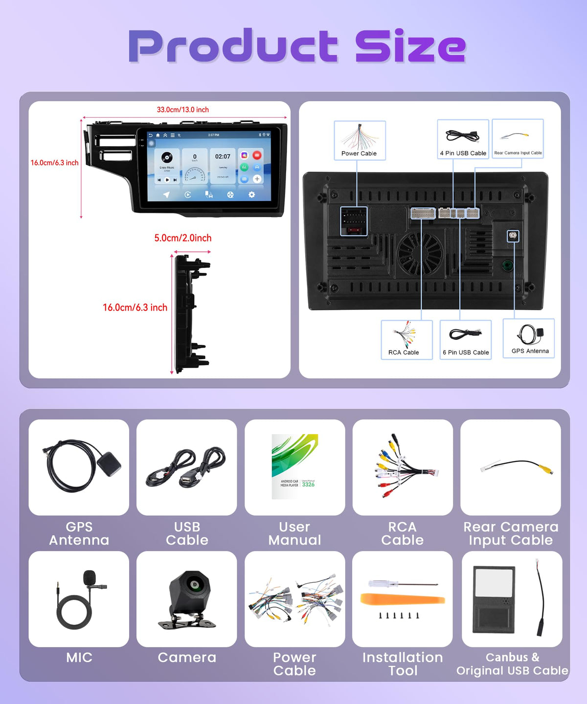 Rimoody 4G+128G Android 15 Car Radio Stereo for Honda Fit 2014-2018