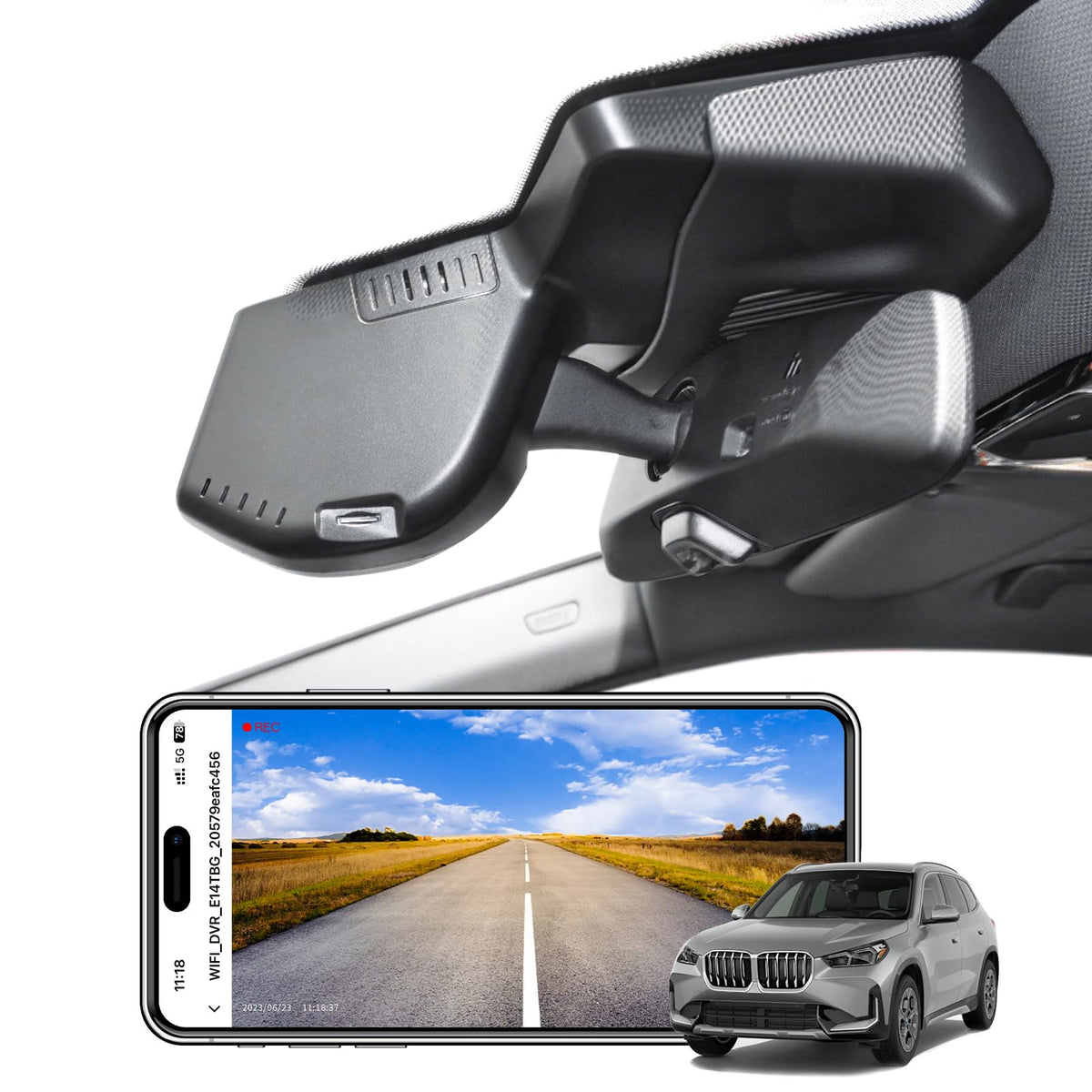 Mangoal 4K Dash Cam Custom for BMW X1 Gen3 U11/U12 2023 2024 2025, Xdrive28i, OEM Style, 2160P UHD Video, WiFi & APP, 64GB Card