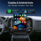 Android 14 Car Stereo Radio for GMC Sierra Chevrolet Silverado 2014-2019 Wirless Carplay/Android Auto 15.6 Inch Head Unit 2K Tesla Style IPS Touch Screen with Bluetooth GPS Navigation WiFi（Black）