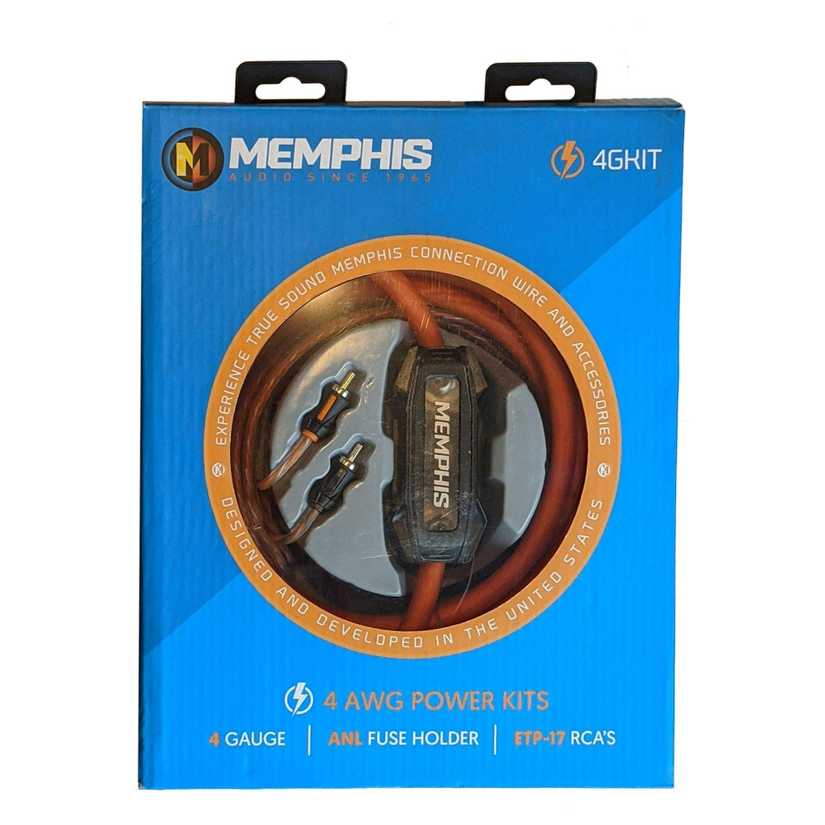 Memphis 4GKIT 4-Gauge Amp Install Kit with ANL Fuse Holder with One 200A Fuse, and A Pair of ETP-17 17-Foot RCAs