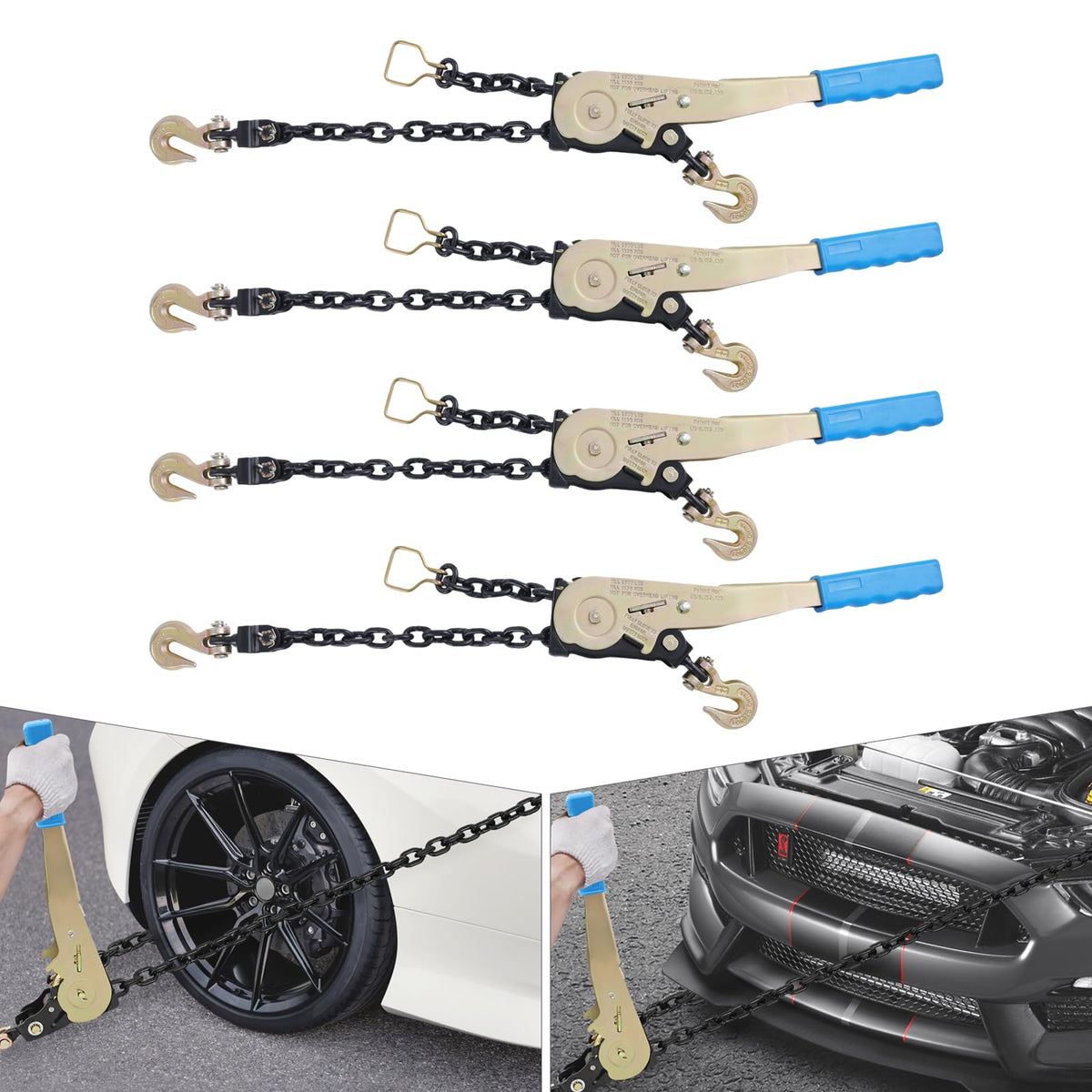 2500LBS Ratchet Chain Binder 4pc Cargo Load Tightener for 1/4"-5/16" Chain
