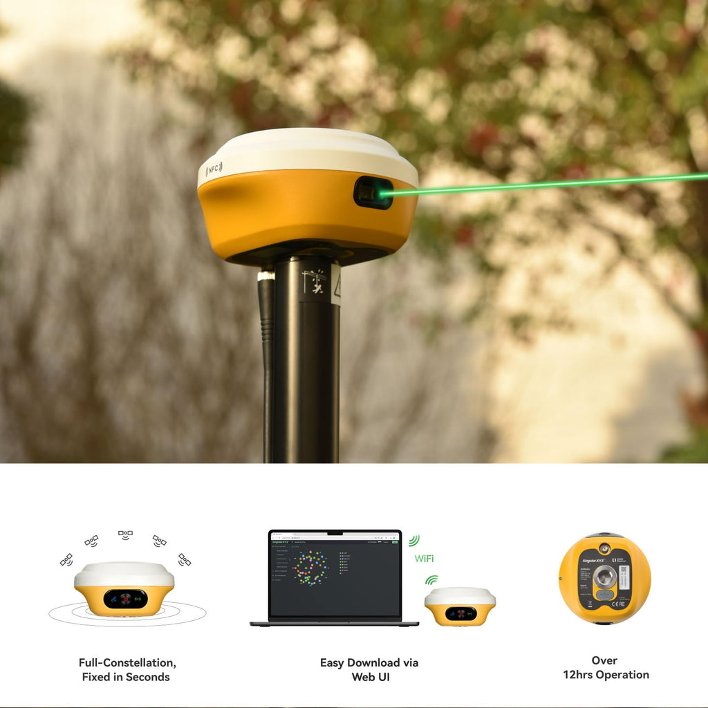 L1-AR+L1-Laser GNSS RTK Base+Rover – RTK GPS Handheld Collector with Software & Visual Stakeout with Camera, Global Shutter with 2 MP, 2cm Accuracy, 120° Tilt Survey | Professional Support