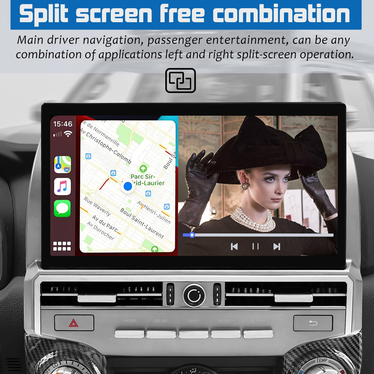 Stereo Radio Dash Kit for Toyota 4Runner Radio 2009-2022, Silver Upper 13.3" Android Head Unit TS10, 4+32G, Wireless CarPlay & Android Auto GPS Navigation AHD Backup Camera